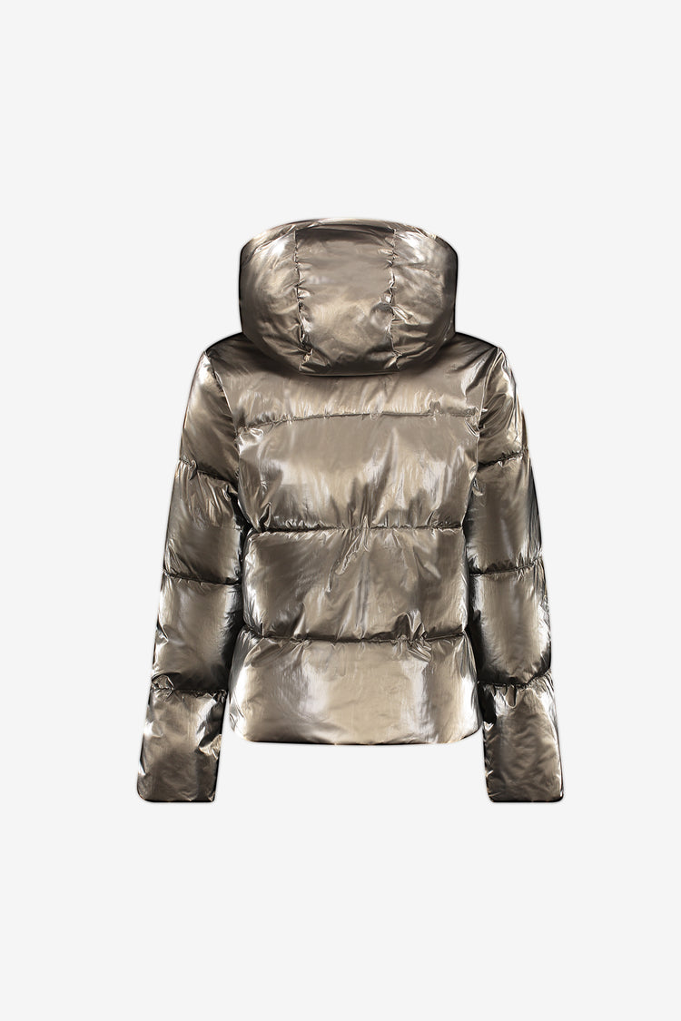 Geisha Winterjacke mit hoher Kapuze und dezentem Glanz
