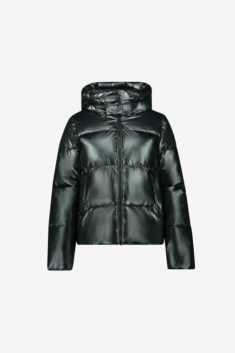 Geisha Winterjacke mit hoher Kapuze und dezentem Glanz