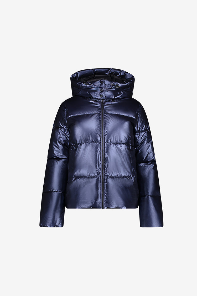 Geisha Winterjacke mit hoher Kapuze und dezentem Glanz