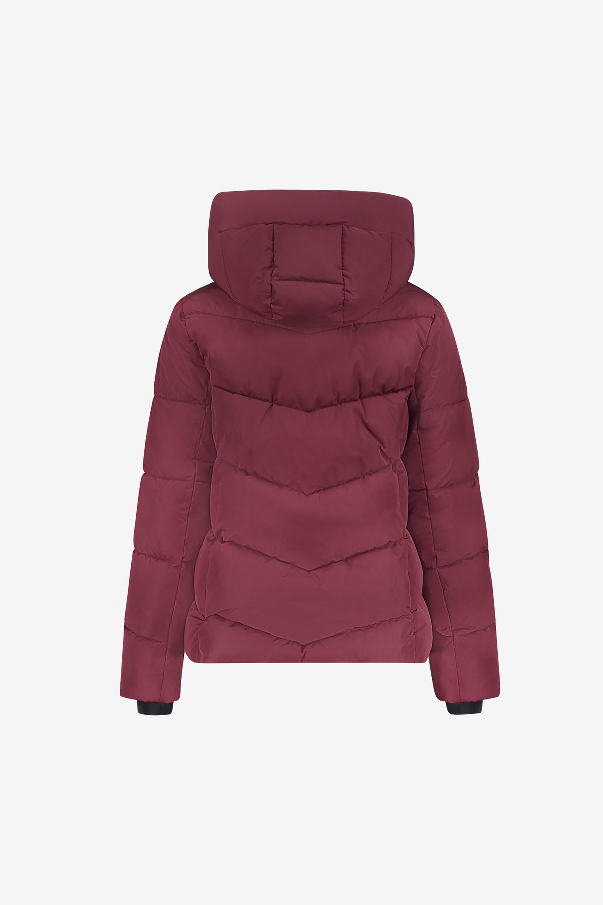 Geisha kurze gesteppte Jacke in Burgundy mit hoher Kapuze
