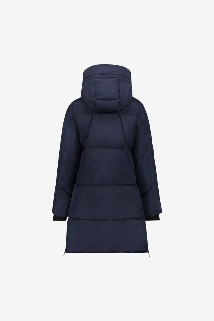 Geisha lange gesteppte Winterjacke mit kupferfarbenen Details