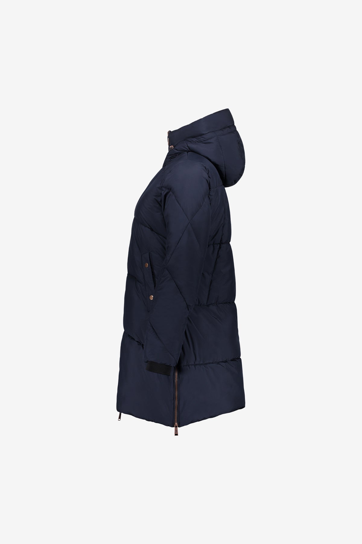 Geisha lange gesteppte Winterjacke mit kupferfarbenen Details