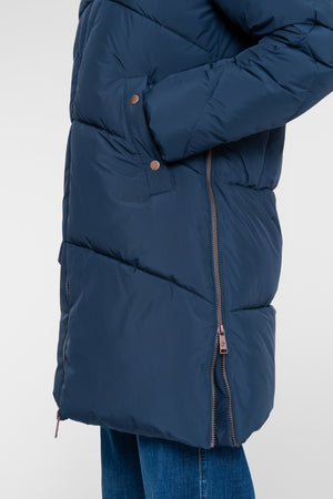 Geisha lange gesteppte Winterjacke mit kupferfarbenen Details