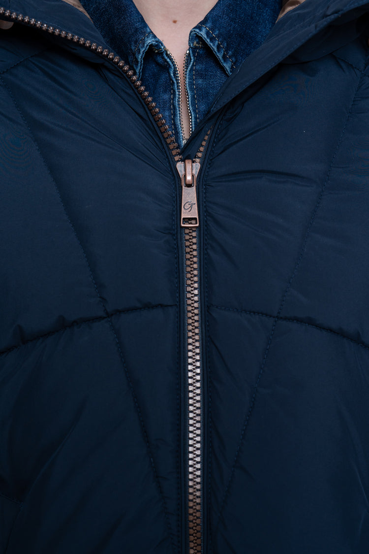 Geisha lange gesteppte Winterjacke mit kupferfarbenen Details