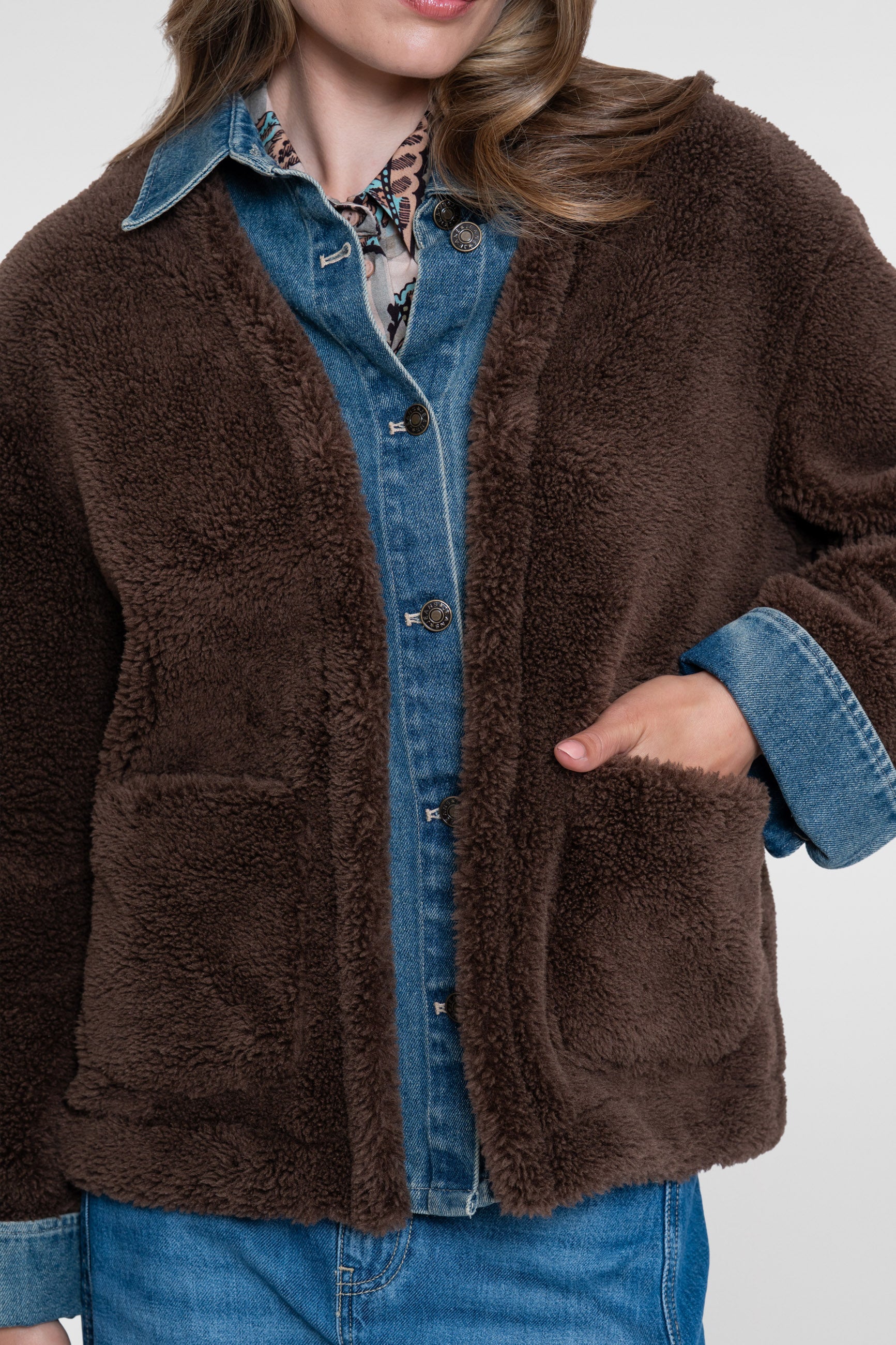 Geisha Teddyjacke mit Denim