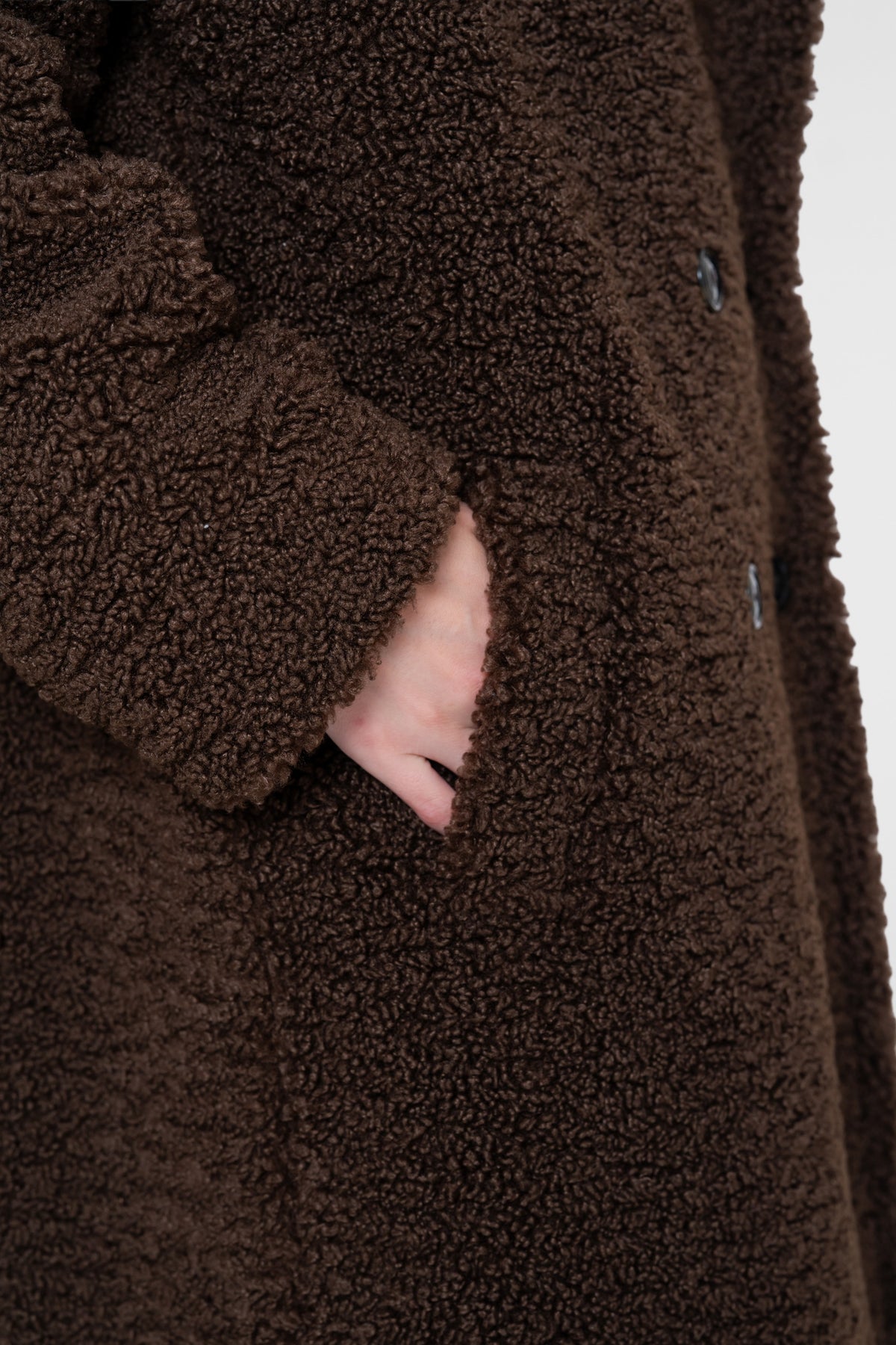 Geisha Teddy-Mantel mit doppelter Knopfleiste und langer Passform