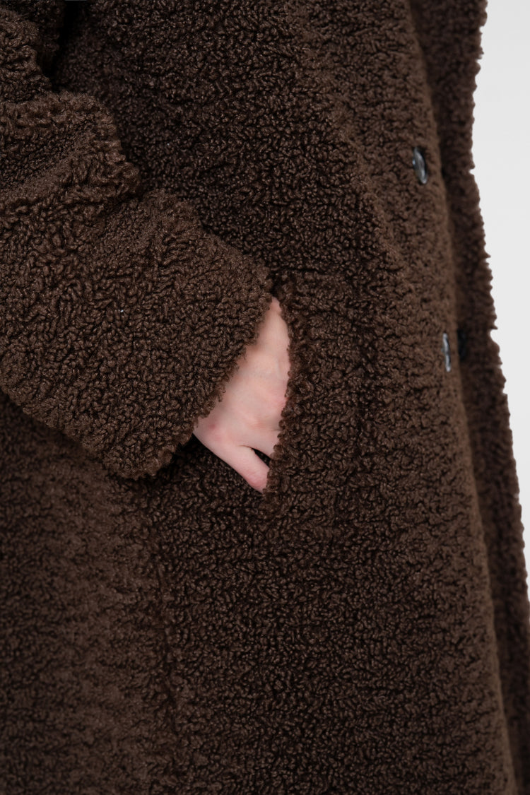Geisha Teddy-Mantel mit doppelter Knopfleiste und langer Passform