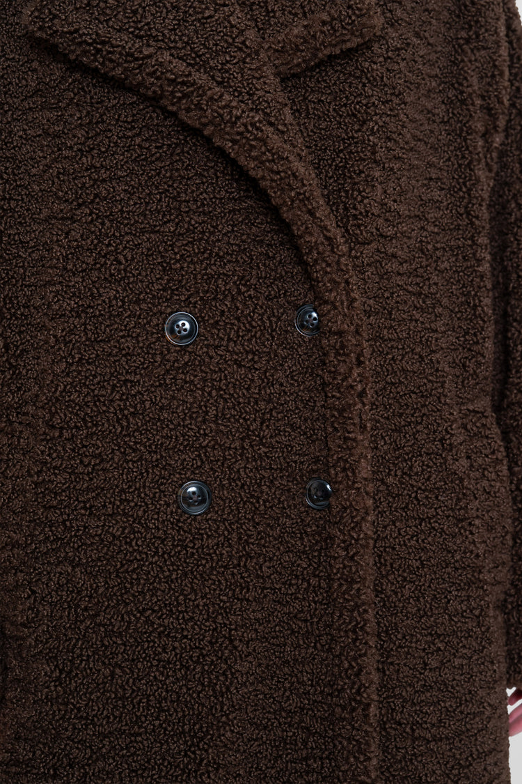 Geisha Teddy-Mantel mit doppelter Knopfleiste und langer Passform
