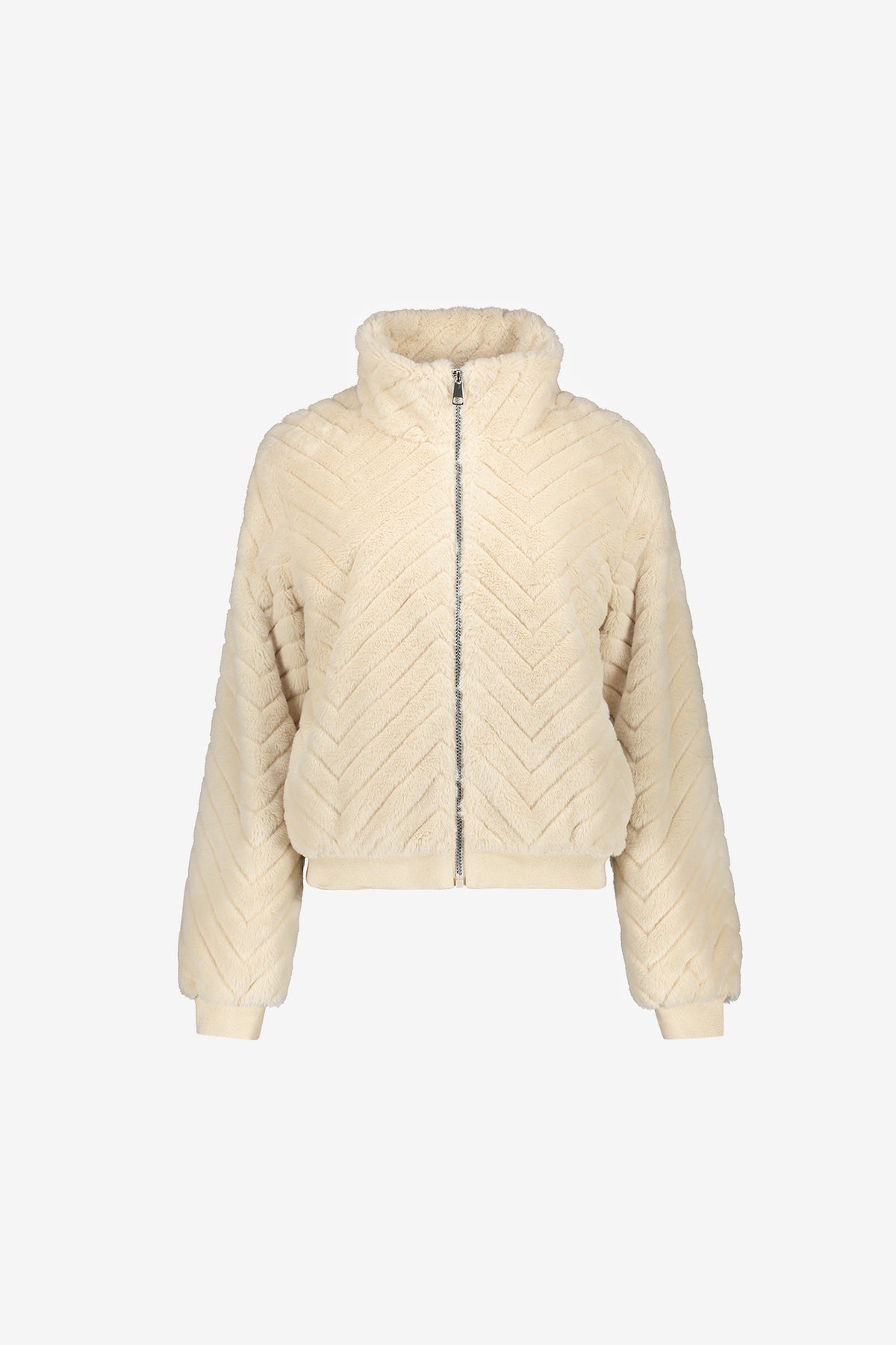 Geisha Teddyjacke mit hohem Kragen und Zickzackmuster