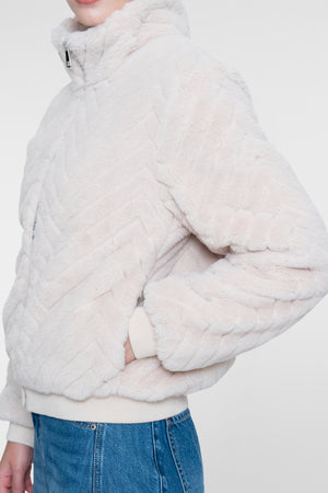 Geisha Teddyjacke mit hohem Kragen und Zickzackmuster