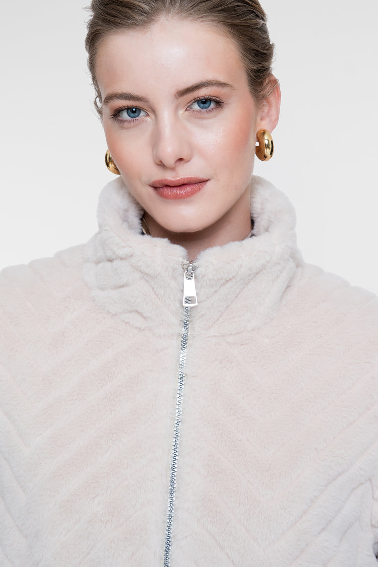 Geisha Teddyjacke mit hohem Kragen und Zickzackmuster