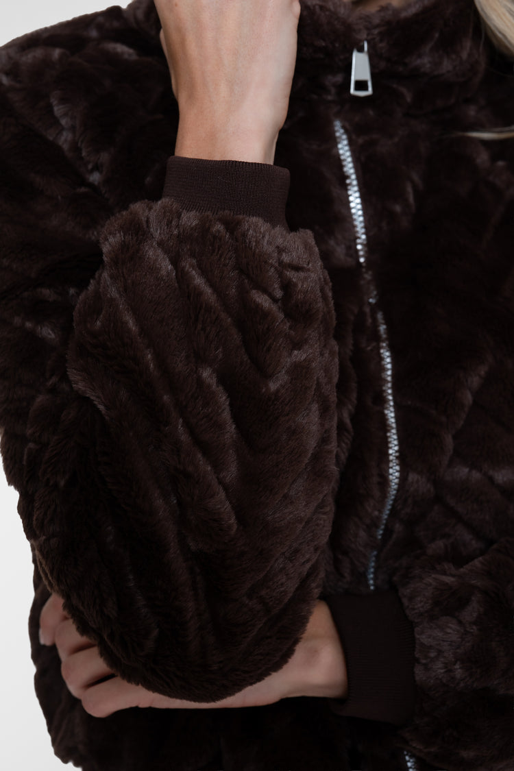 Geisha Teddyjacke mit hohem Kragen und Zickzackmuster
