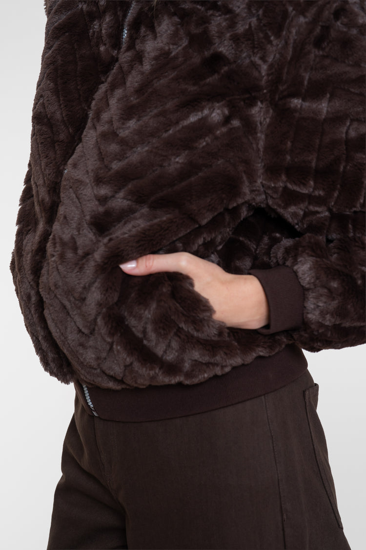Geisha Teddyjacke mit hohem Kragen und Zickzackmuster