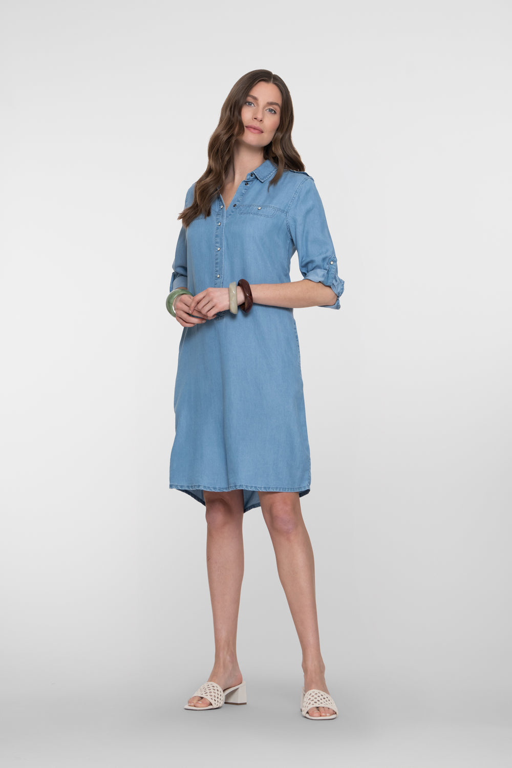 Kleid mit kurzen Ärmeln aus Tencel
