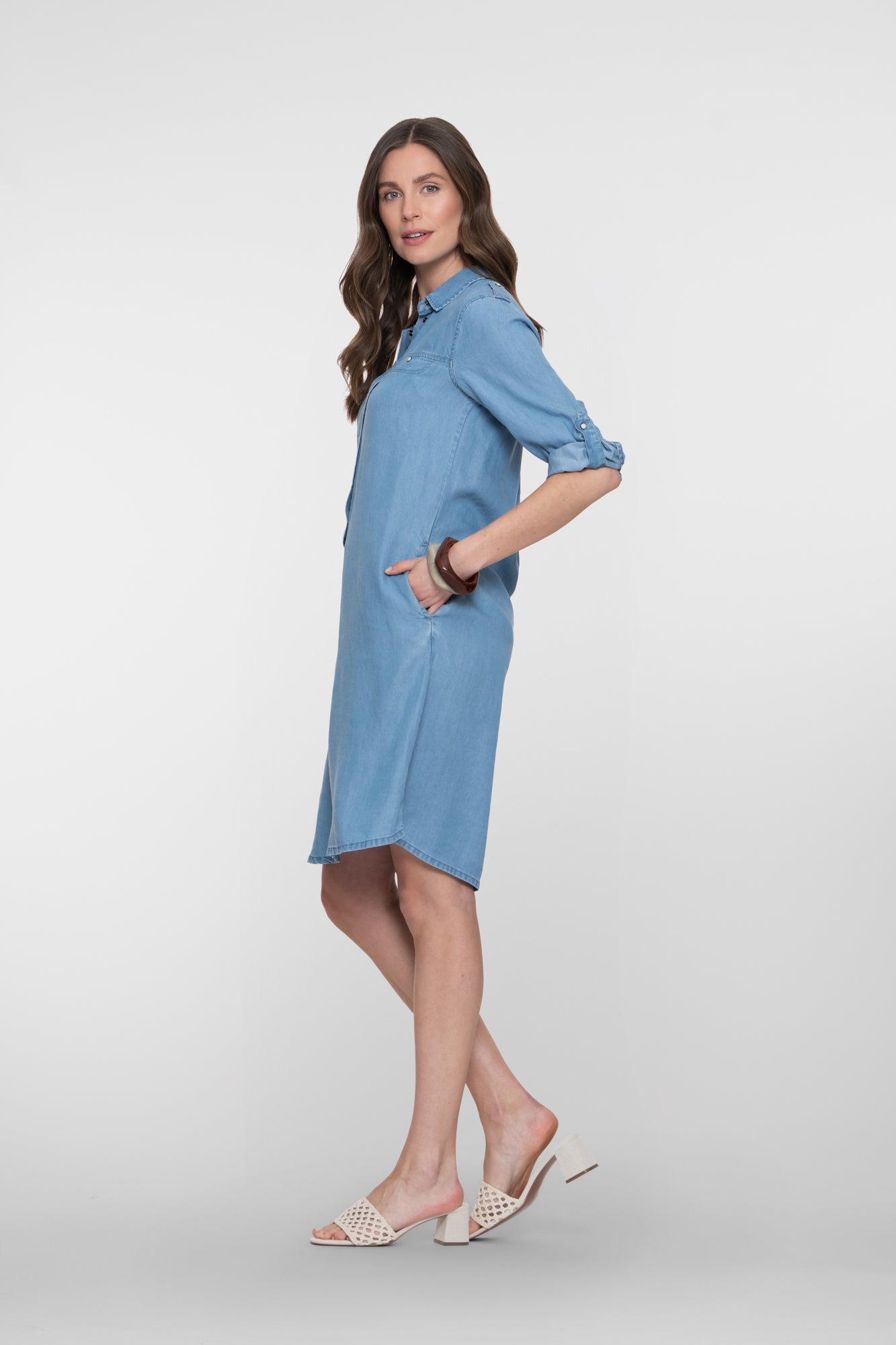 Kleid mit kurzen Ärmeln aus Tencel
