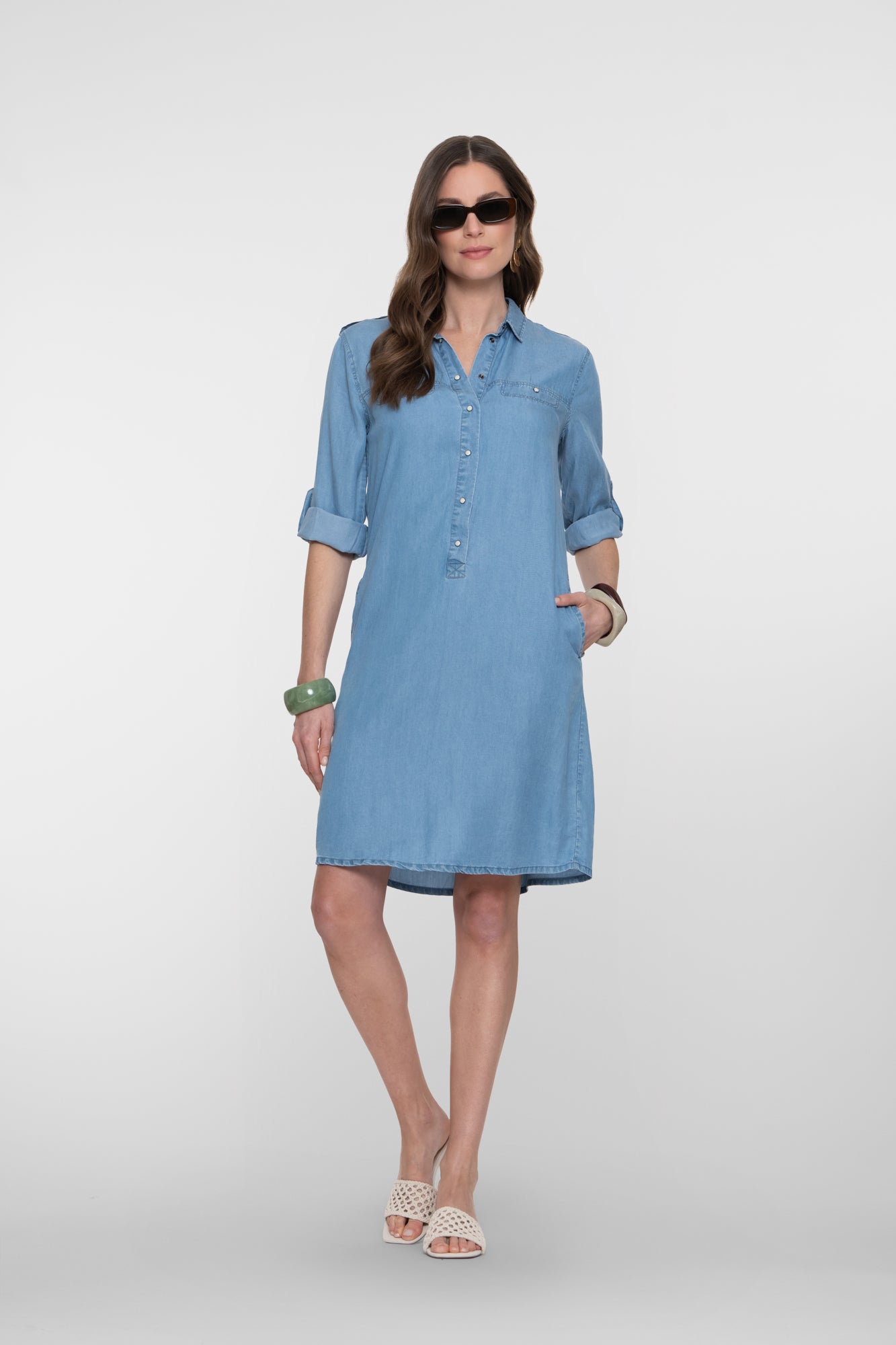 Kleid mit kurzen Ärmeln aus Tencel