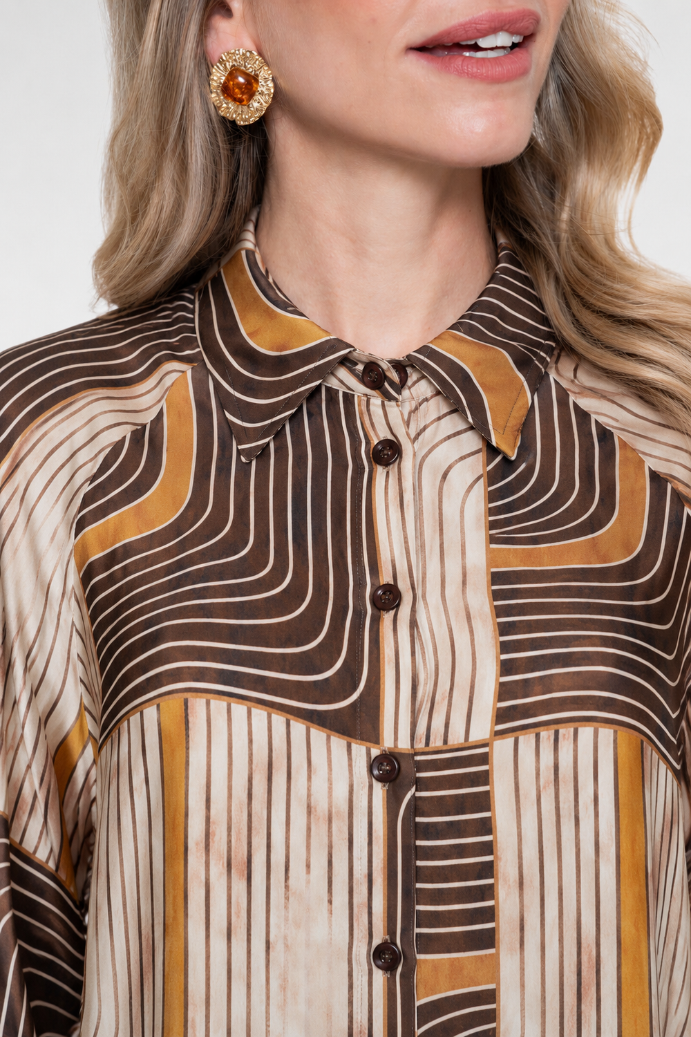Geisha Bluse mit grafischem Print und satinartiger Optik