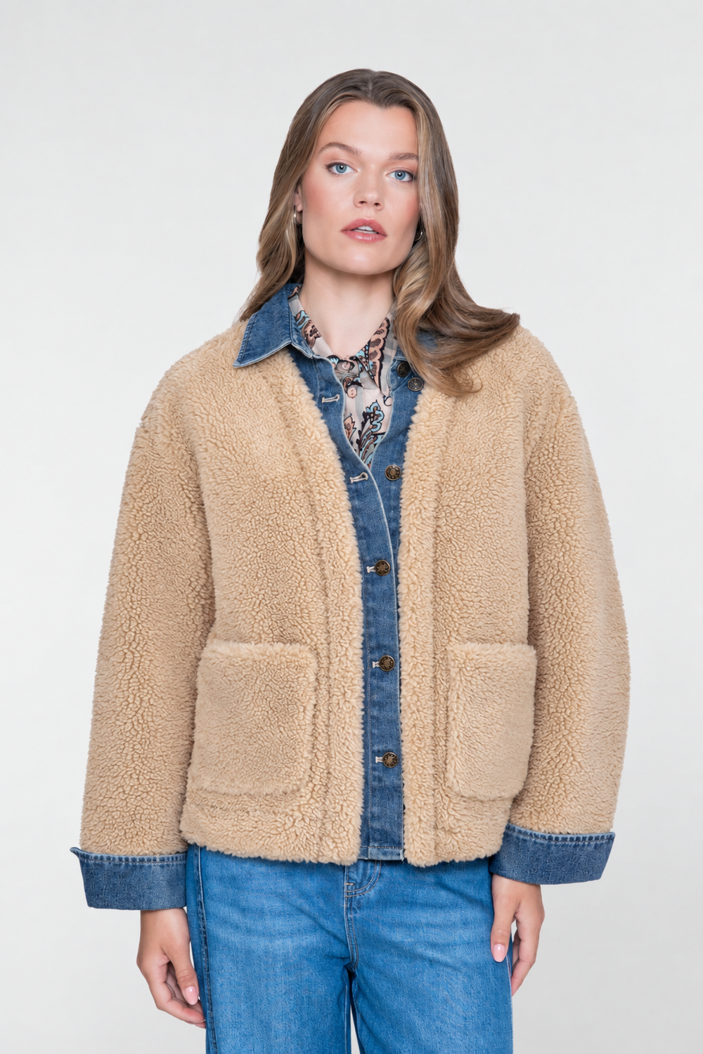 Geisha Teddyjacke mit Denim