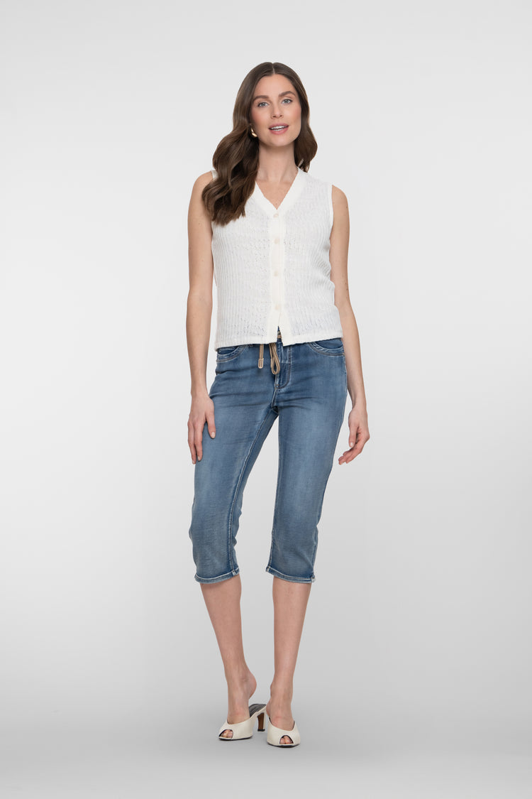 Geisha denim capri jeans mid blue denim