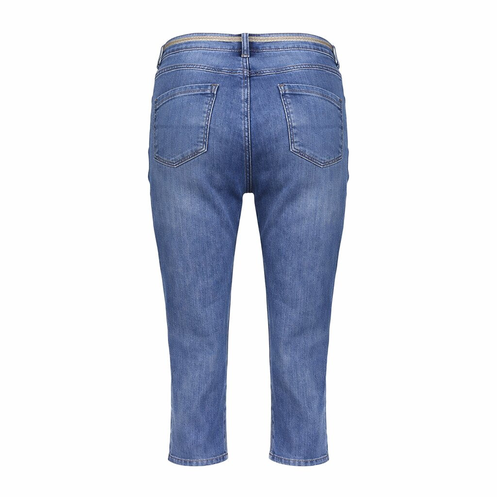 Geisha denim capri jeans mid blue denim