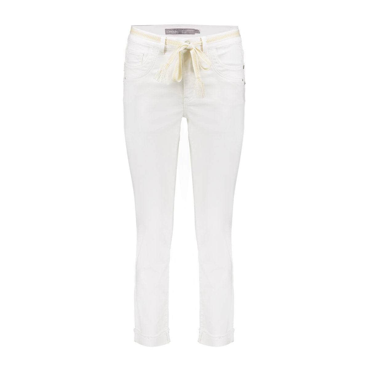 Geisha Jeans mit umgeschlagenen Hosenbeinen in Offwhite