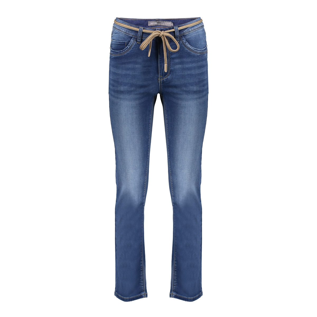 Geisha Jeans mit Kordelzug in Stonewash Denim