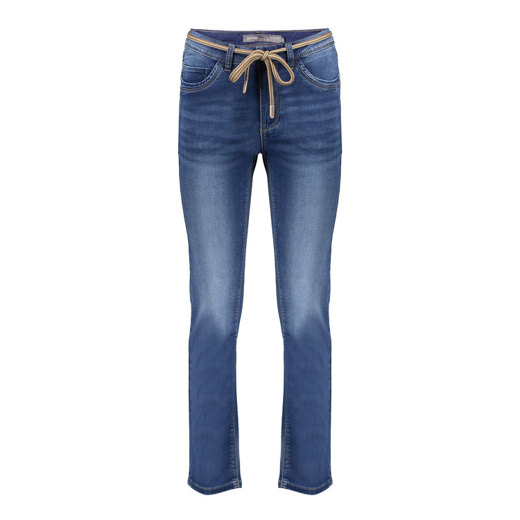 Geisha Jeans mit Kordelzug in Stonewash Denim