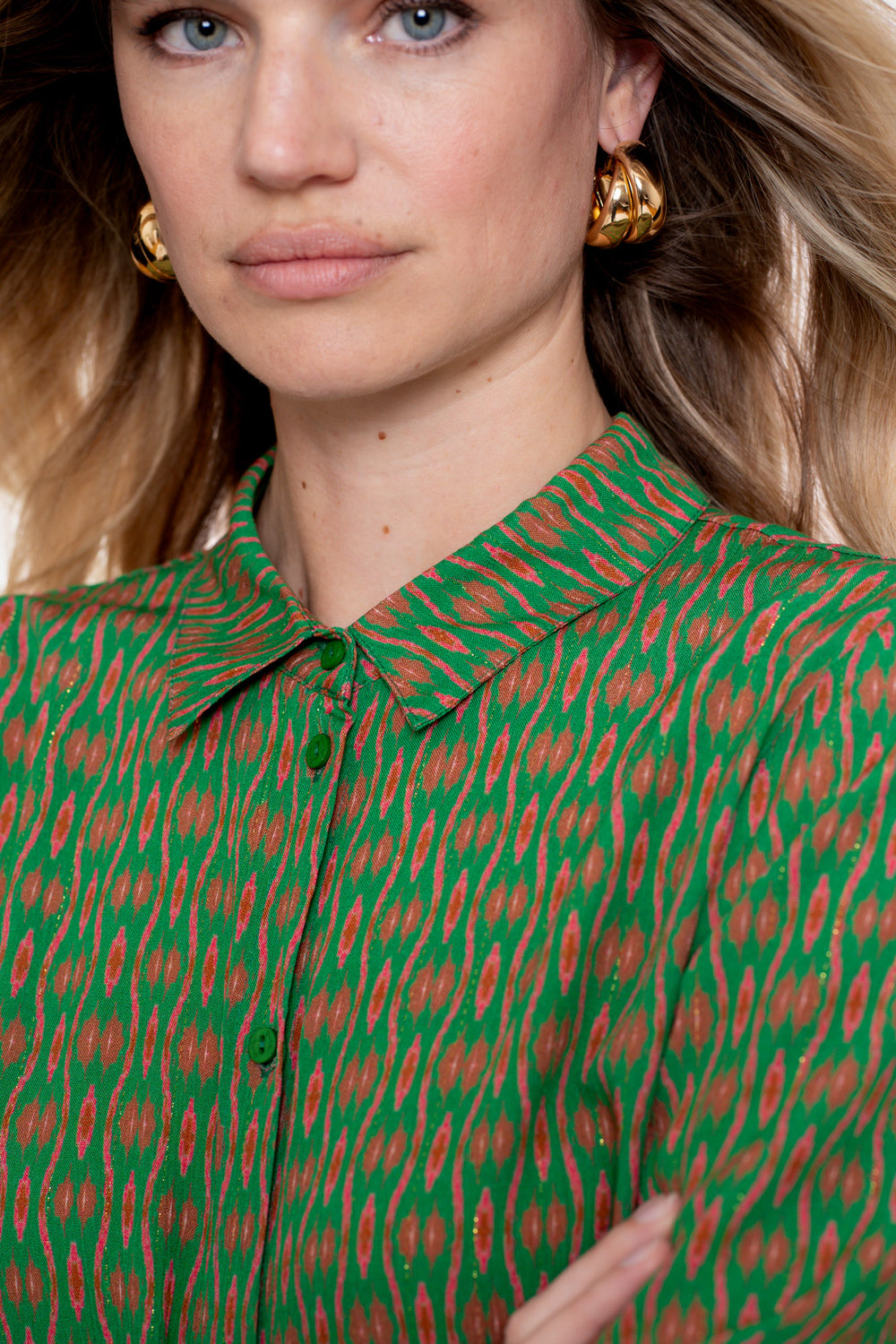 Geisha Damenbluse mit grafischem Print und Lurexfäden