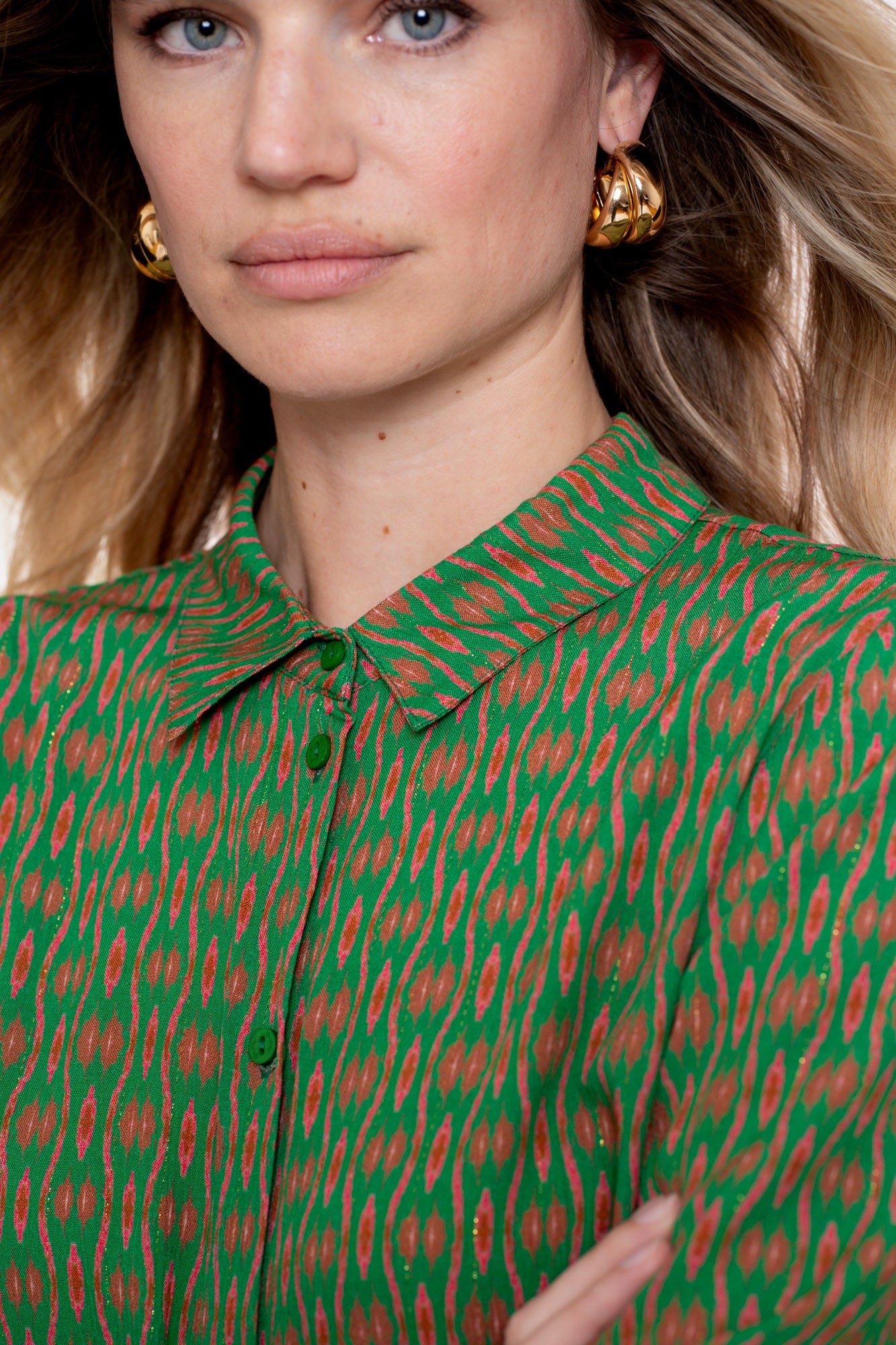 Geisha Damenbluse mit grafischem Print und Lurexfäden
