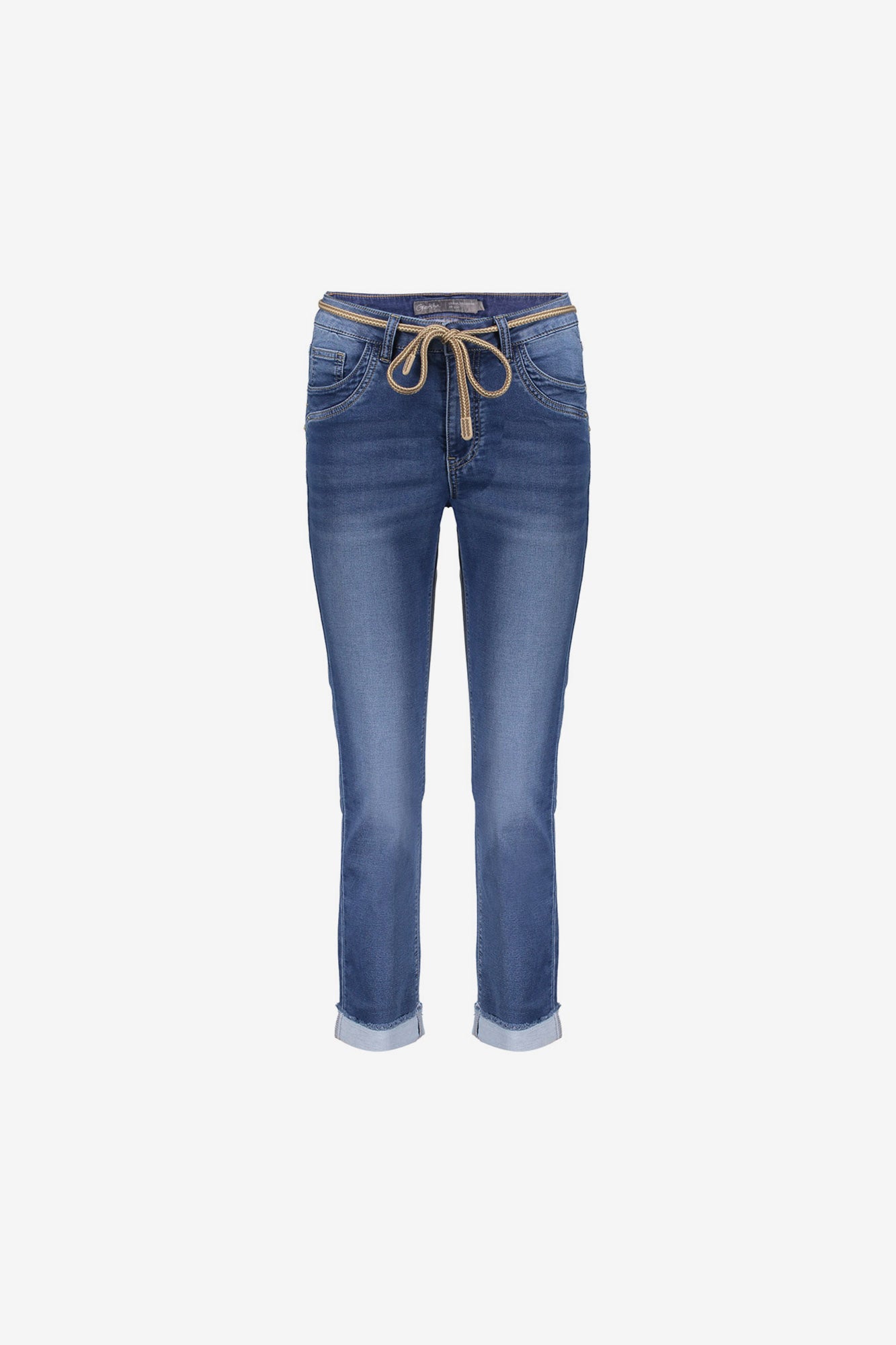 Geisha 7/8 Jeans gefaltete Beine Stonewash Denim