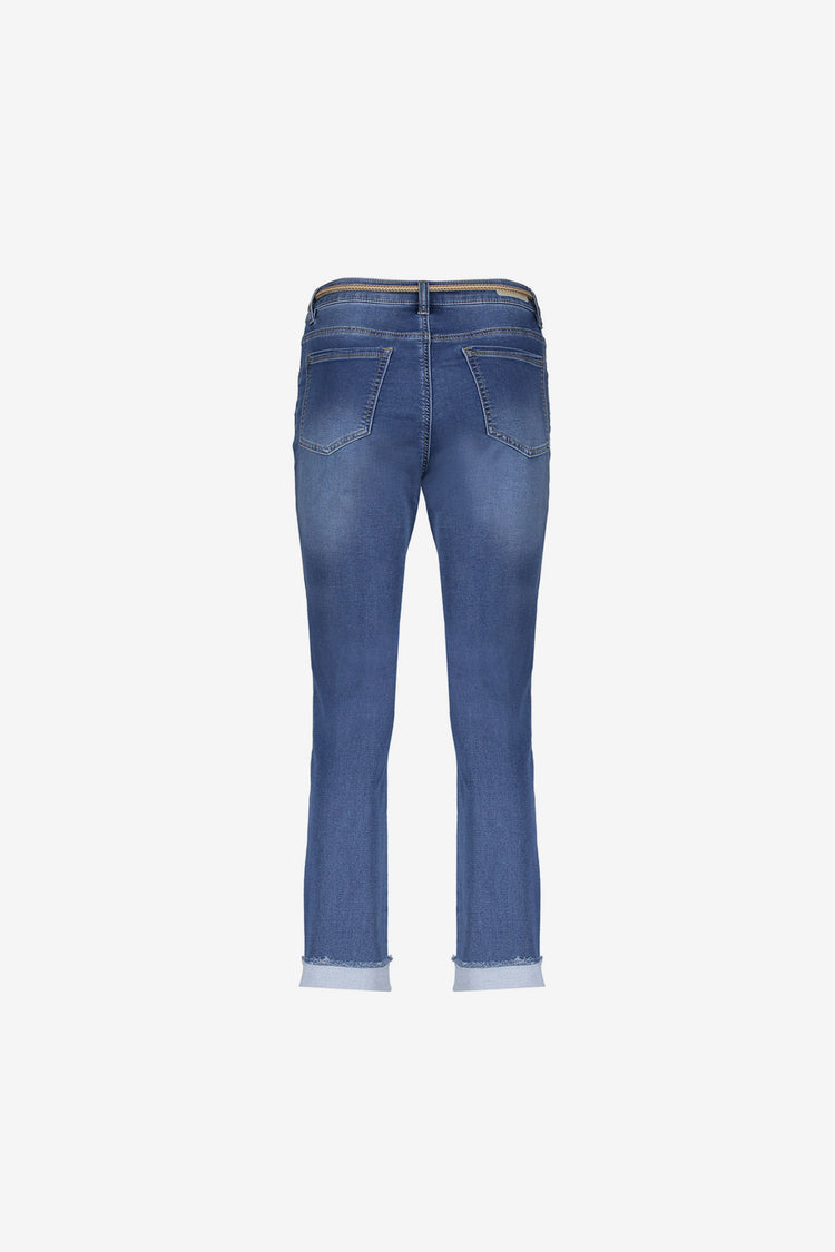 Geisha 7/8 Jeans gefaltete Beine Stonewash Denim