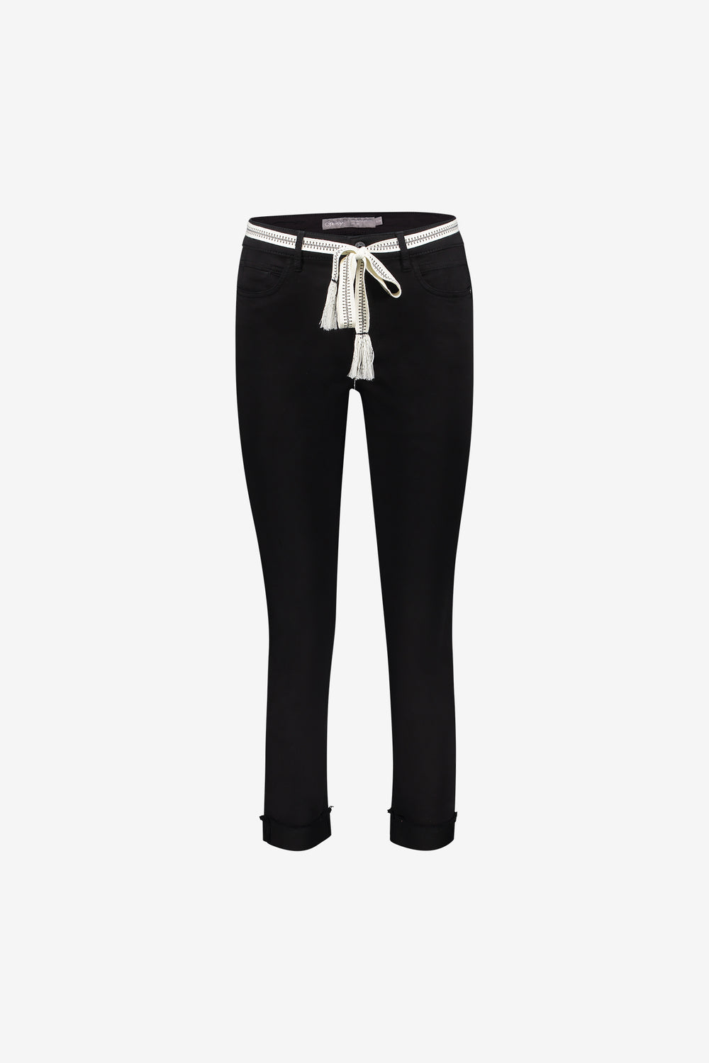 Geisha 7/8 Jeans gefaltete Beine schwarz