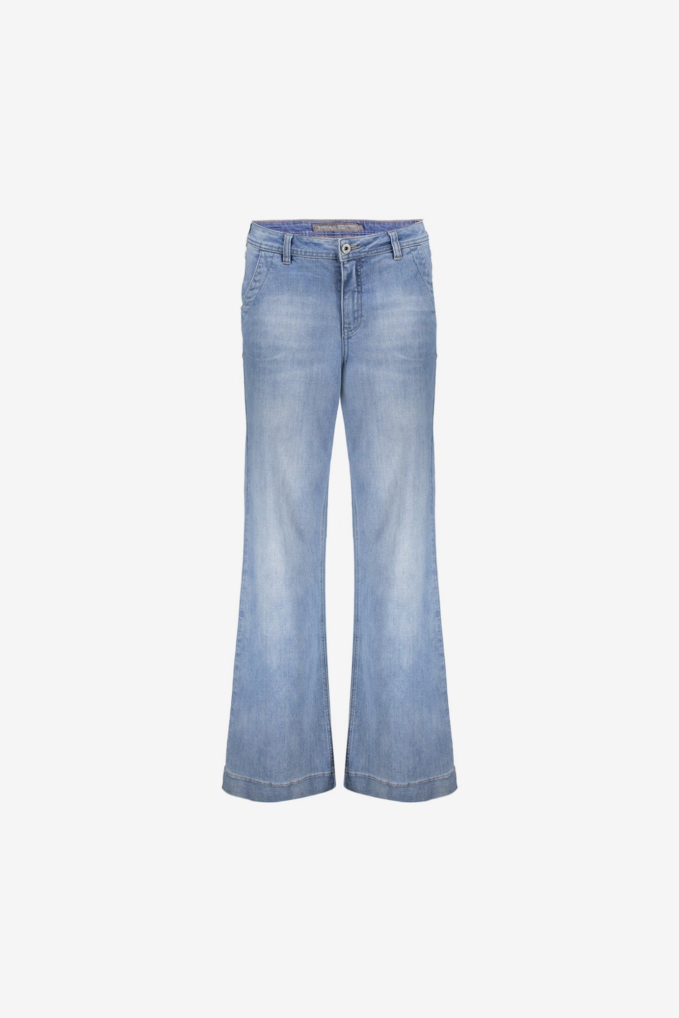 Geisha Jeans mit weitem Bein aus Stonebleach-Denim