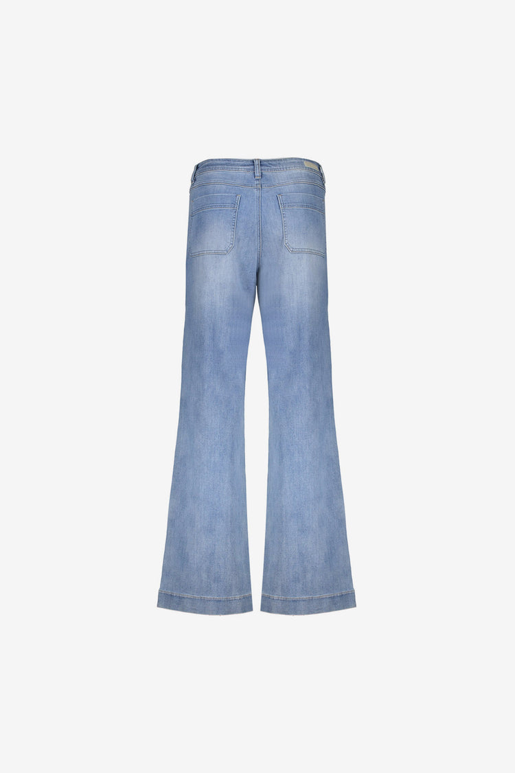 Geisha Jeans mit weitem Bein aus Stonebleach-Denim