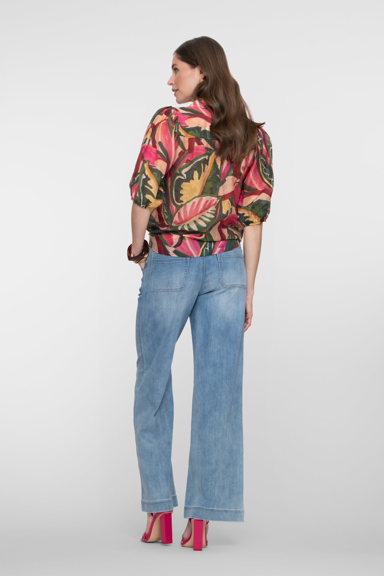 Geisha Jeans mit weitem Bein aus Stonebleach-Denim